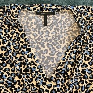 BCBG Black and Blue Animal Print Blouse